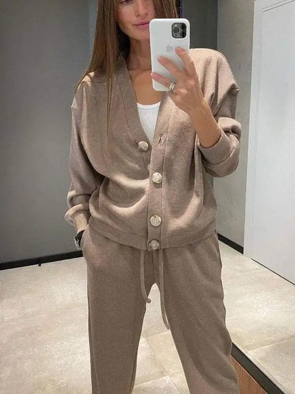 Ensemble Veste et Pantalon à Taille Élastique pour Femme | Idéal pour le Quotidien et le Bureau