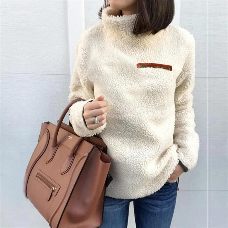 Pull À Manches Longues Avec Col Montant Et Coupe Ample Pour Femmes | Idéal Pour Saison Hivernale
