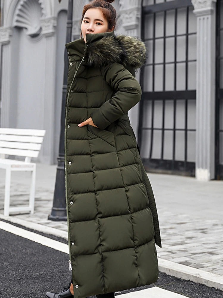 Parka Long Matelassé avec Capuche et Poches pour Femme | Idéal pour l’Hiver