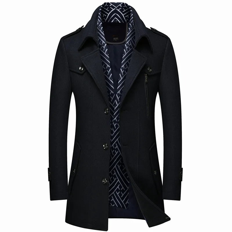Trench Long Avec Conception À Double Épaisseur Pour Homme | Idéal Pour L’Hiver Et Les Occasions Formelles