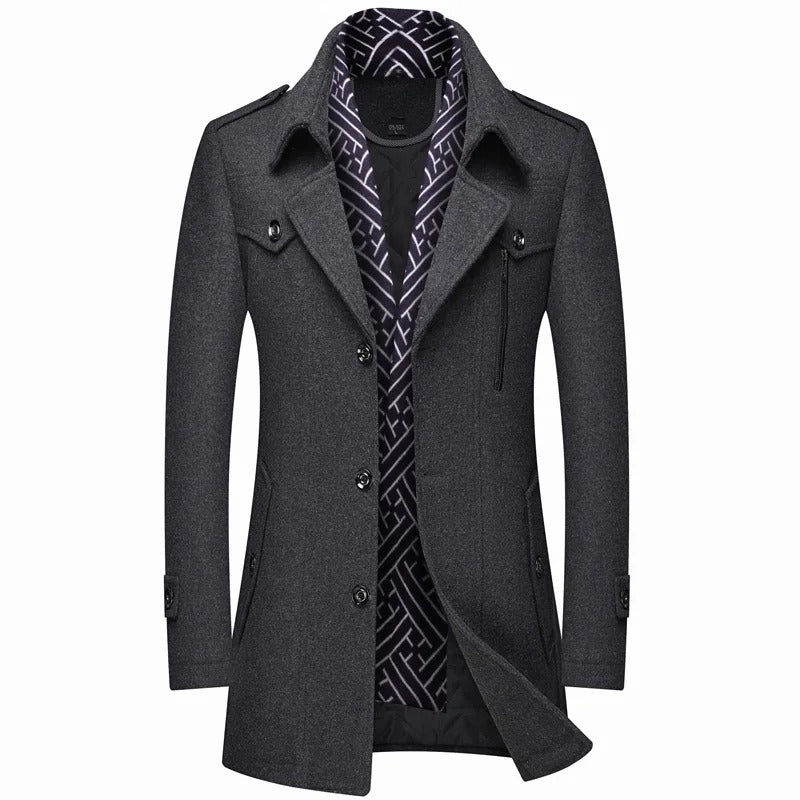 Trench Long Avec Conception À Double Épaisseur Pour Homme | Idéal Pour L’Hiver Et Les Occasions Formelles
