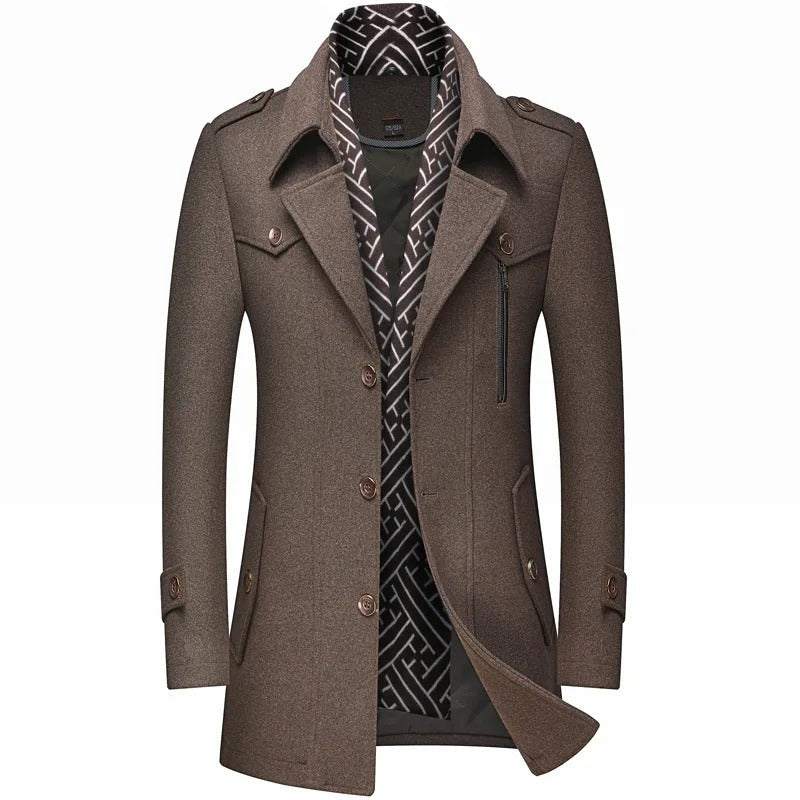Trench Long Avec Conception À Double Épaisseur Pour Homme | Idéal Pour L’Hiver Et Les Occasions Formelles