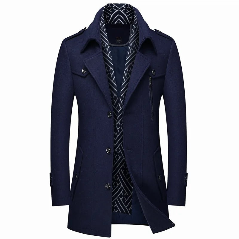 Trench Long Avec Conception À Double Épaisseur Pour Homme | Idéal Pour L’Hiver Et Les Occasions Formelles