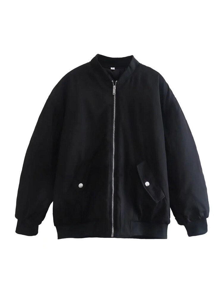 Veste Bomber Coupe Ample Avec Fermeture Zippée Pour Femmes | Idéal Pour Mi-Saison Et Usage Quotidien
