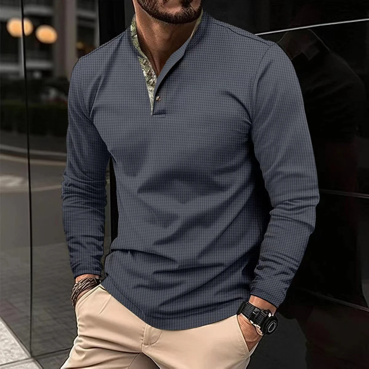 Polo À Manches Longues Avec Col Coloré Pour Homme | Idéal Pour Usage Quotidien Ou Bureau