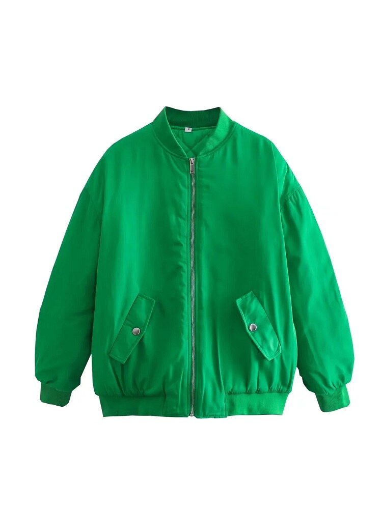 Veste Bomber Coupe Ample Avec Fermeture Zippée Pour Femmes | Idéal Pour Mi-Saison Et Usage Quotidien