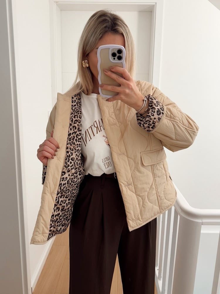 Veste Reversible À Motif Léopard Pour Femmes | Idéal Pour Usage Quotidien Et Mi-Saison