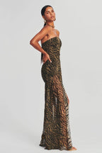Robe Longue Bustier À Imprimé Animalier Pour Femmes | Idéale Pour Soirées Et Événements D’Été