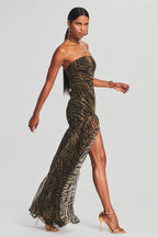 Robe Longue Bustier À Imprimé Animalier Pour Femmes | Idéale Pour Soirées Et Événements D’Été