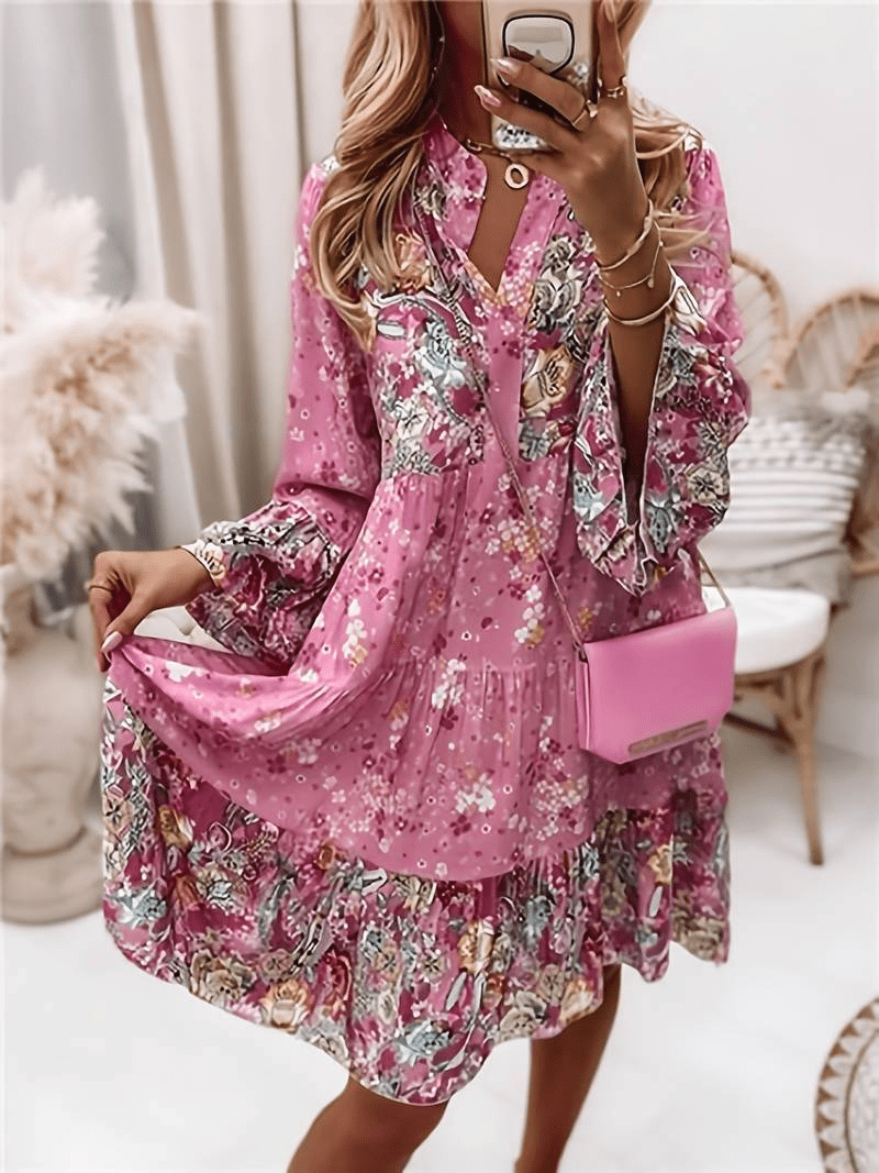 Robe Midi à Imprimé Floral avec Coupe Structurée pour Femme | Idéale pour Usage Quotidien et Occasions Décontractées