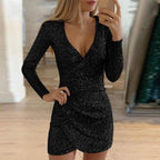 Robe de Soirée Enveloppante à Paillettes pour Femmes | Idéale pour les Occasions Spéciales