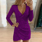 Robe de Soirée Enveloppante à Paillettes pour Femmes | Idéale pour les Occasions Spéciales