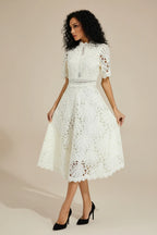 Robe Fit and Flare Mi-Longue pour Femme avec Coupe Cintrée pour Invitée de Mariage | Idéale pour Cérémonies et Événements Formels