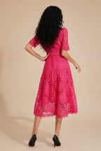 Robe Fit and Flare Mi-Longue pour Femme avec Coupe Cintrée pour Invitée de Mariage | Idéale pour Cérémonies et Événements Formels