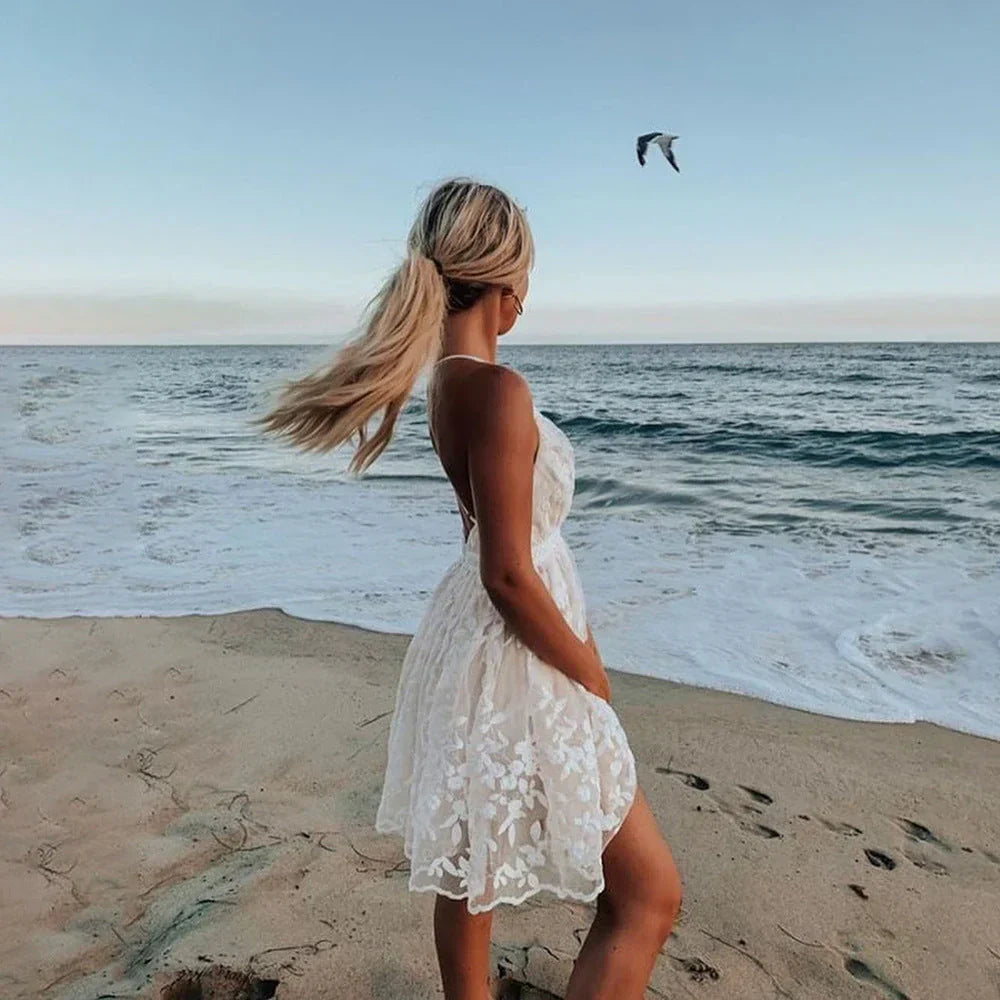 Robe À Bretelles Avec Broderie Florale Pour Femme | Idéale Pour Les Vacances Et Les Sorties D’Été