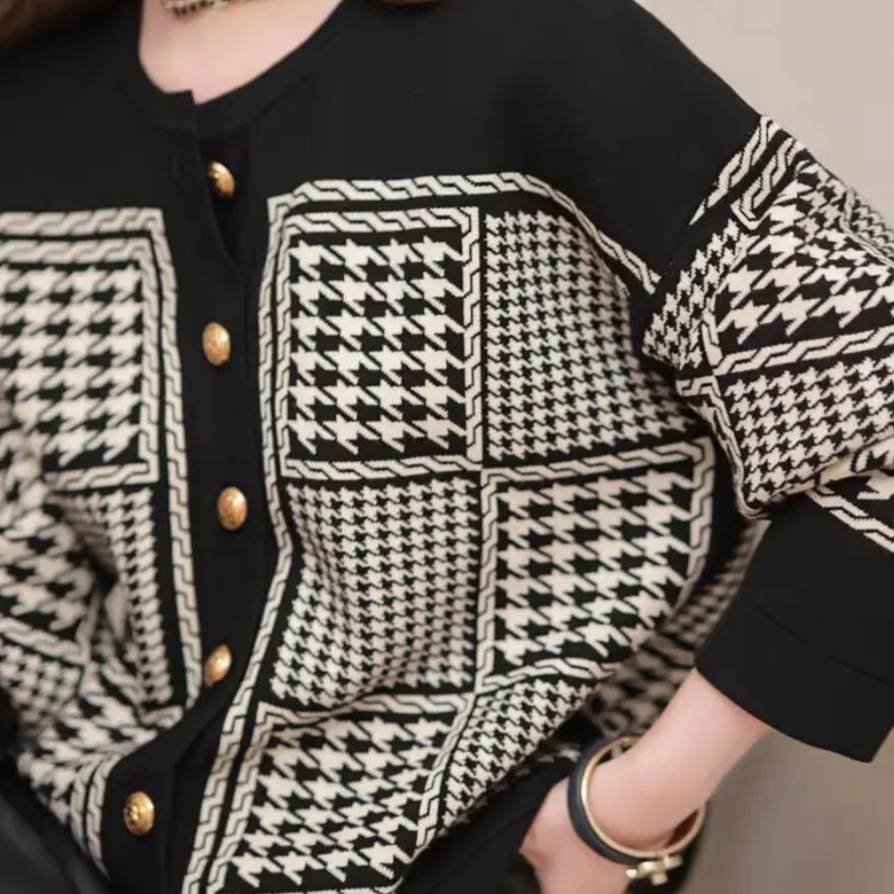 Gilet En Maille À Motif À Carreaux Avec Fermeture À Boutons Pour Femme | Idéal Pour La Superposition