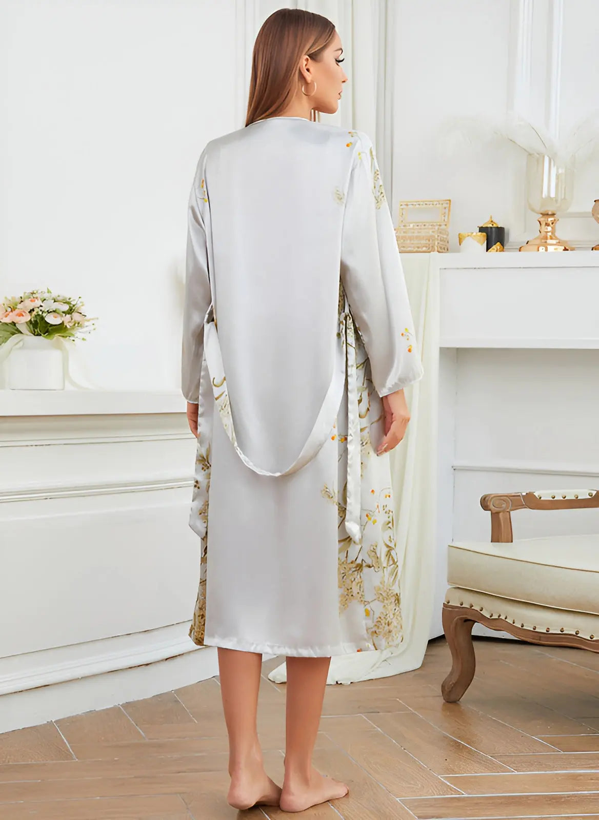 Ensemble Kimono 2 Pièces avec Motifs Floraux pour Femme | Idéal pour La Détente À La Maison